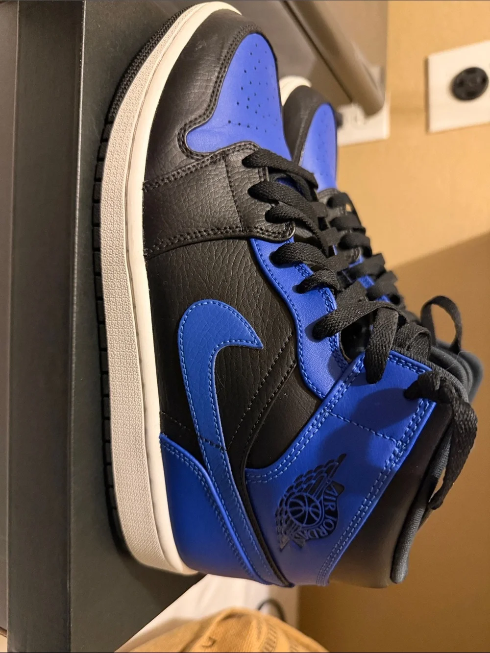 Air Jordan 1 Mid with Box - Black/Royal/White